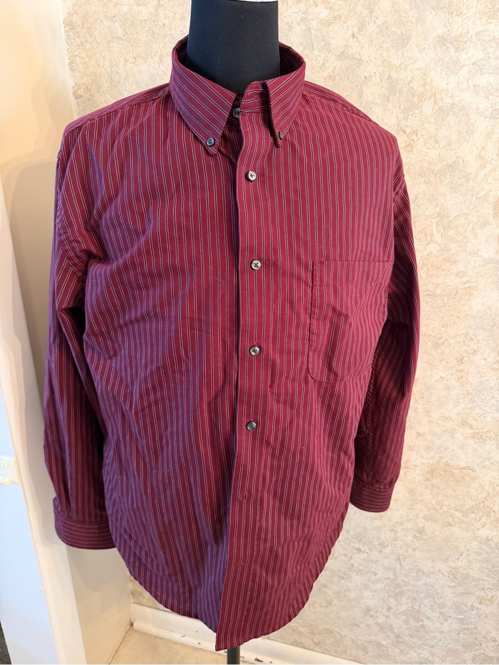 St. John’s Bay Men's Burgundy Stripe Button-Down Shirt